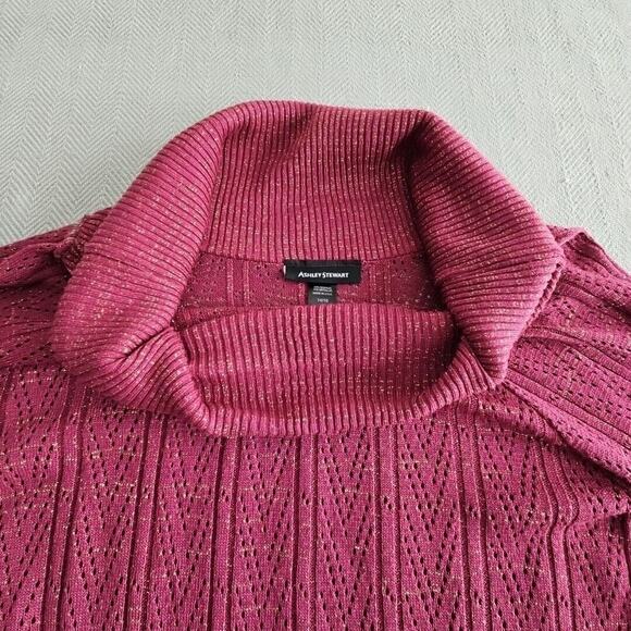 Cowl Neck Glitter Sweater Size 14/16 Ribbed Purple Long Sleeve Boho Y2K Luxe AS - Picture 4 of 15